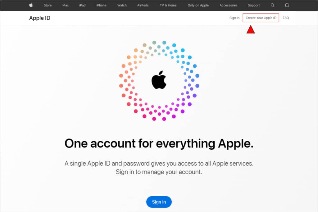 美区 Apple ID 登录页面